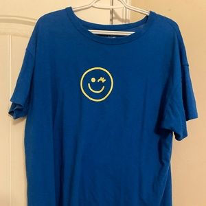 Blue smiley face shirt
